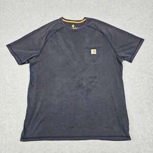 Carhartt Force T-Shirt Mens XL Relaxed Fit Blue Pocket Tee Workwear Distressed